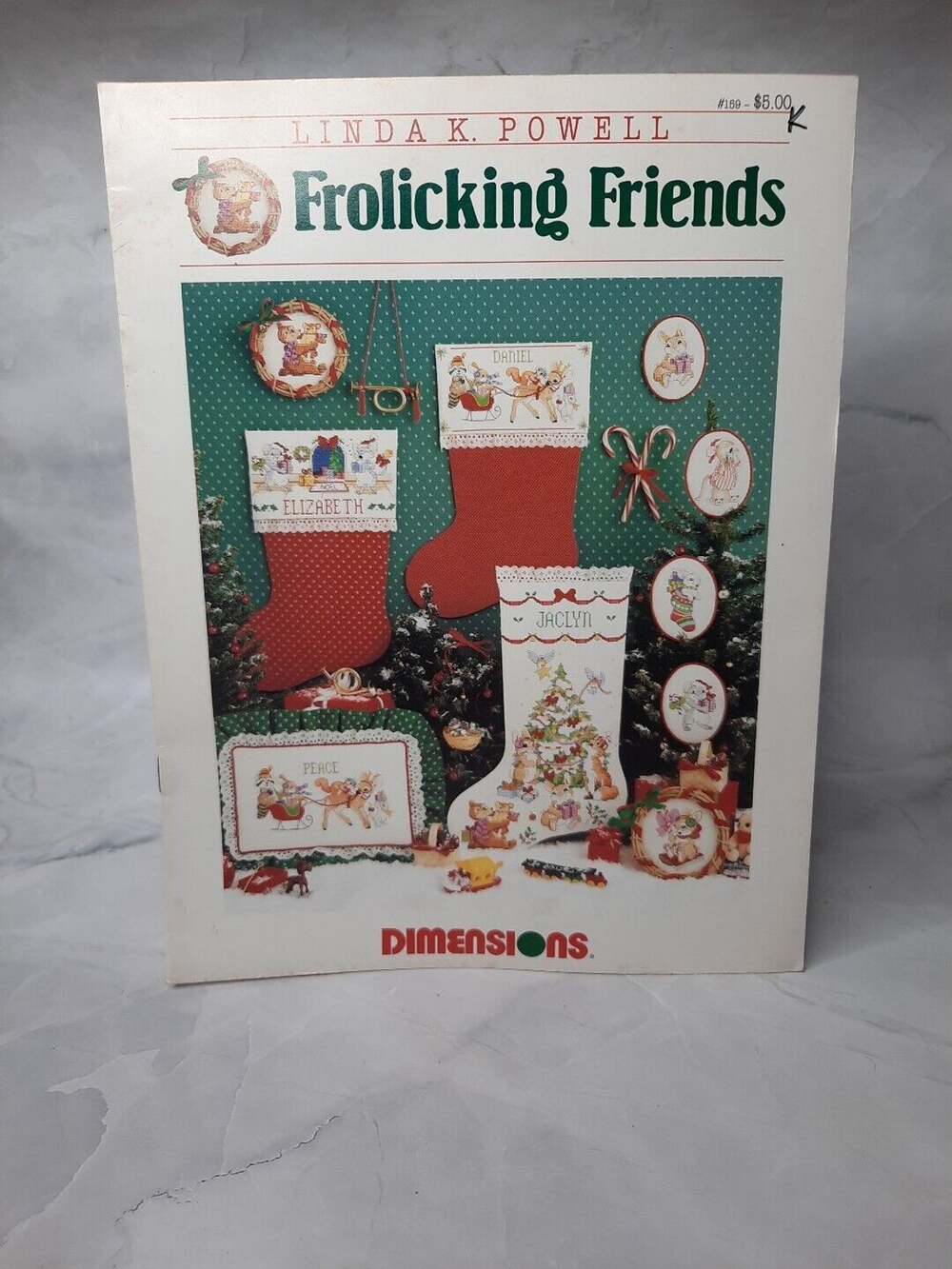1988 Dimensions Cross Stitch Pattern Leaflet #159 Frolicking Friends Christmas